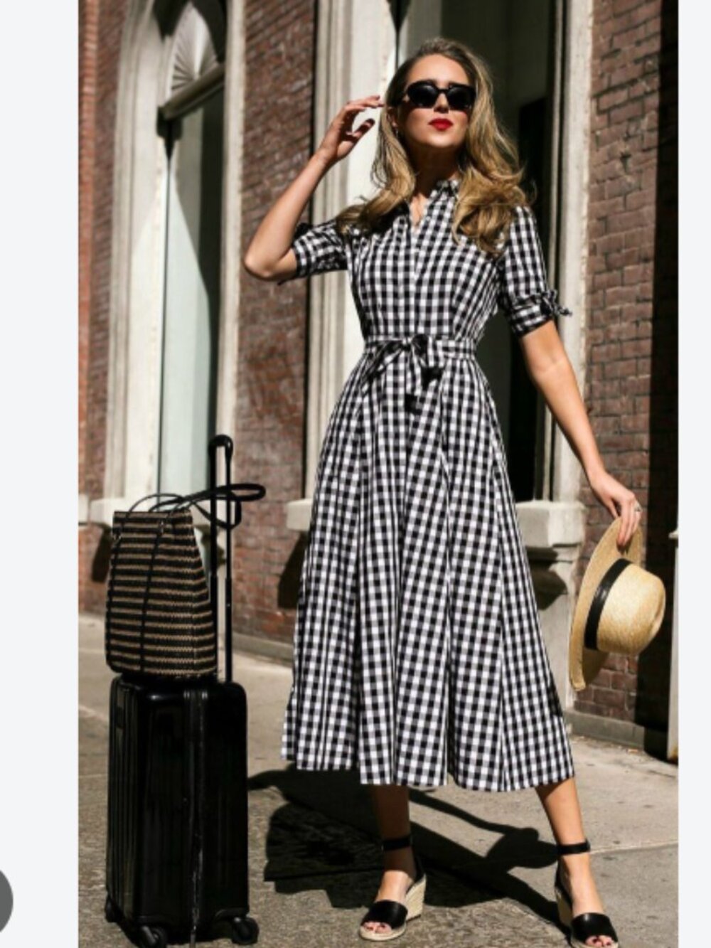 Calvin Klein Black and White Gingham Maxi Shirt Dress size 6